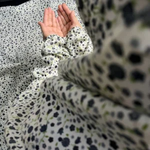Namaz Chaddar in Cherry Blossom Black with Floral Print